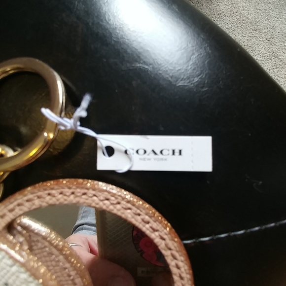 Coach leather mirror key chain charm New w/tags - Picture 2 of 6